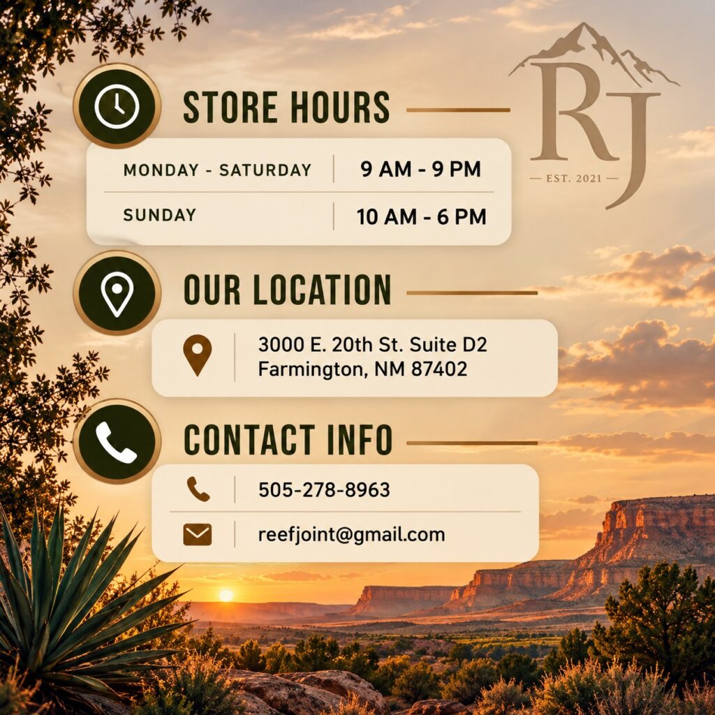 contact info revised Reef Joint dispensary hours, location, and contact information in Farmington, New Mexico